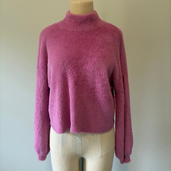 Truth by Republic Pink Fluffy Puff Sleeve Sweater - Picture 1 of 9